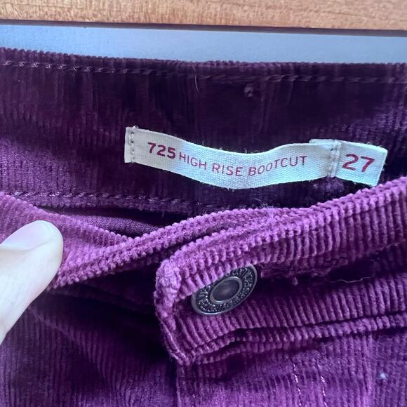 Levi's Pants Womens 27 (29x31) Red 725 High Rise Bootcut Corduroy‎ Jeans Stretch - Picture 8 of 10